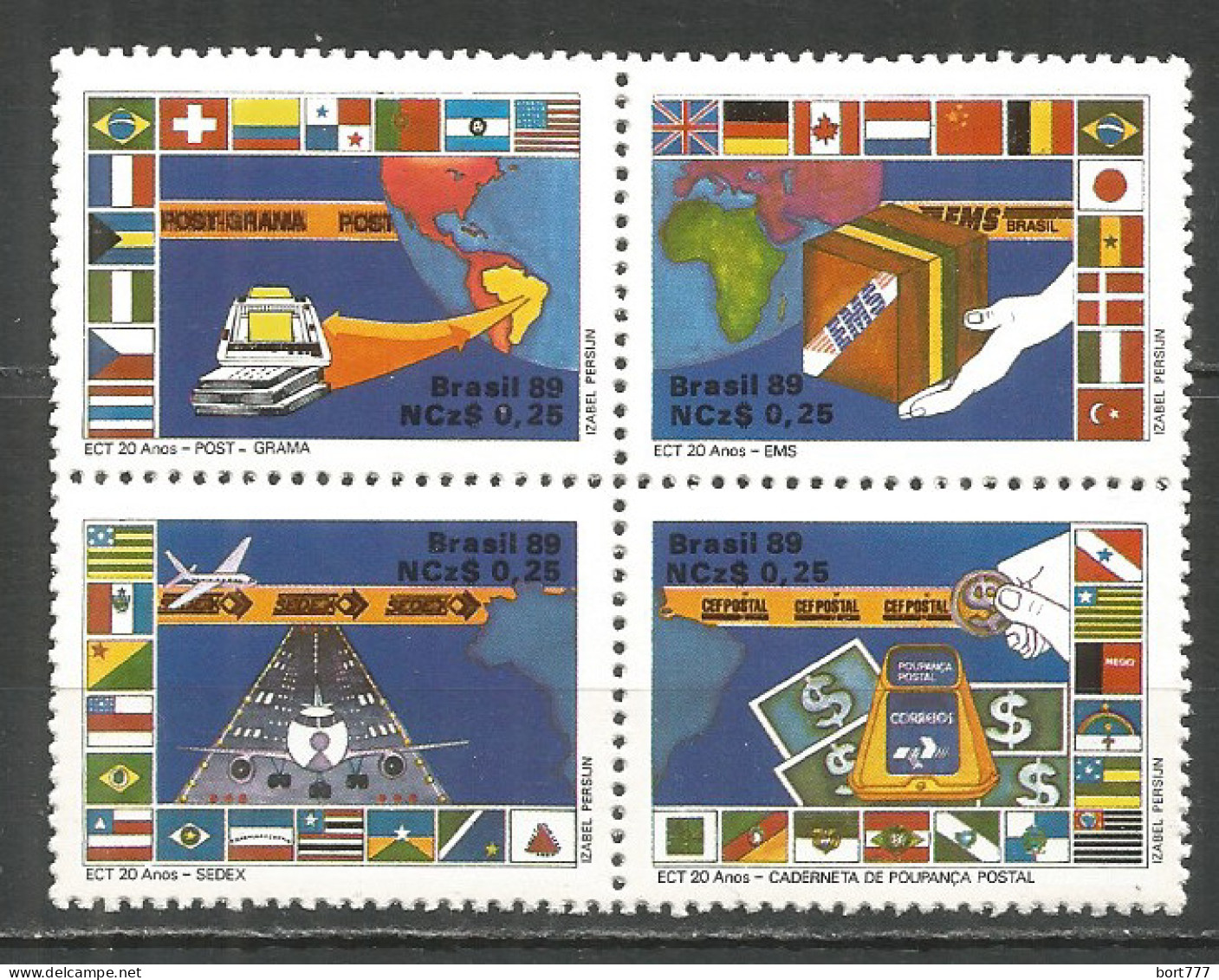 Brazil 1989 Year Mint Stamps MNH(**) Set Map Flag - Ungebraucht