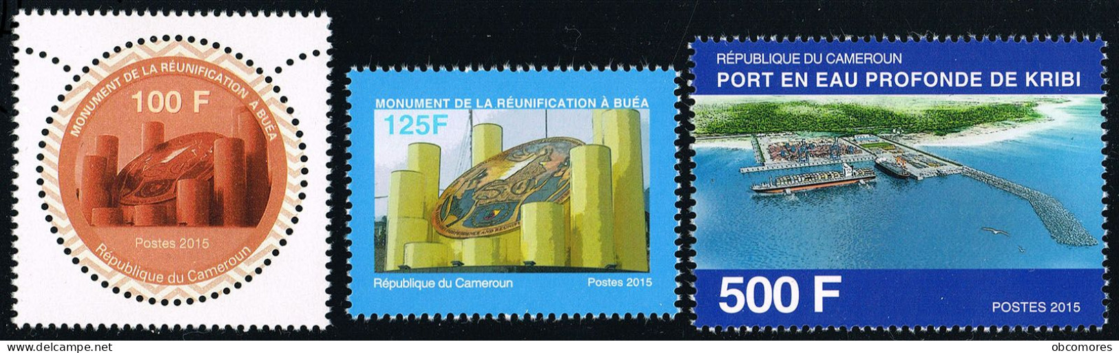 CAMEROUN Cameroon 2015 Port Et Monument à Kribi Et Buea (1 Timbre Rond) - Mi 1281 To 1283 - MNH ** - Cameroun (1960-...)