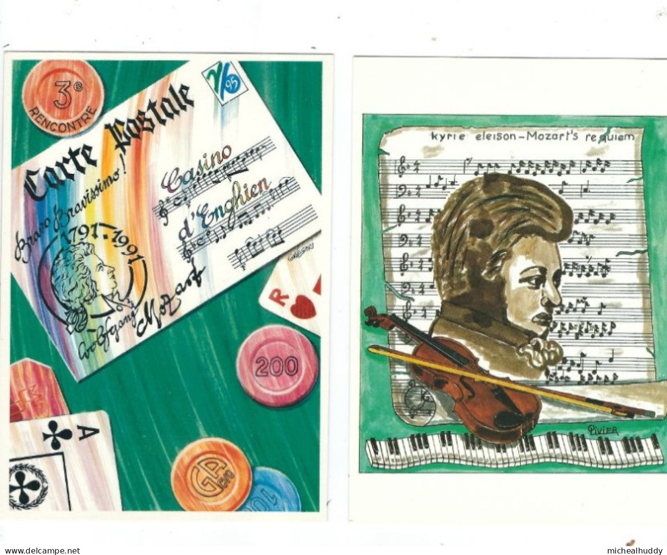 2 POSTCARDS FRENCH LIMITED EDITIONS  MOZART RELATED - Zeitgenössisch (ab 1950)