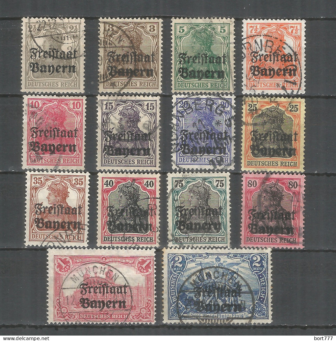 Bavaria 1919 Year Used Stamps , Mi. 136-149 - Other & Unclassified