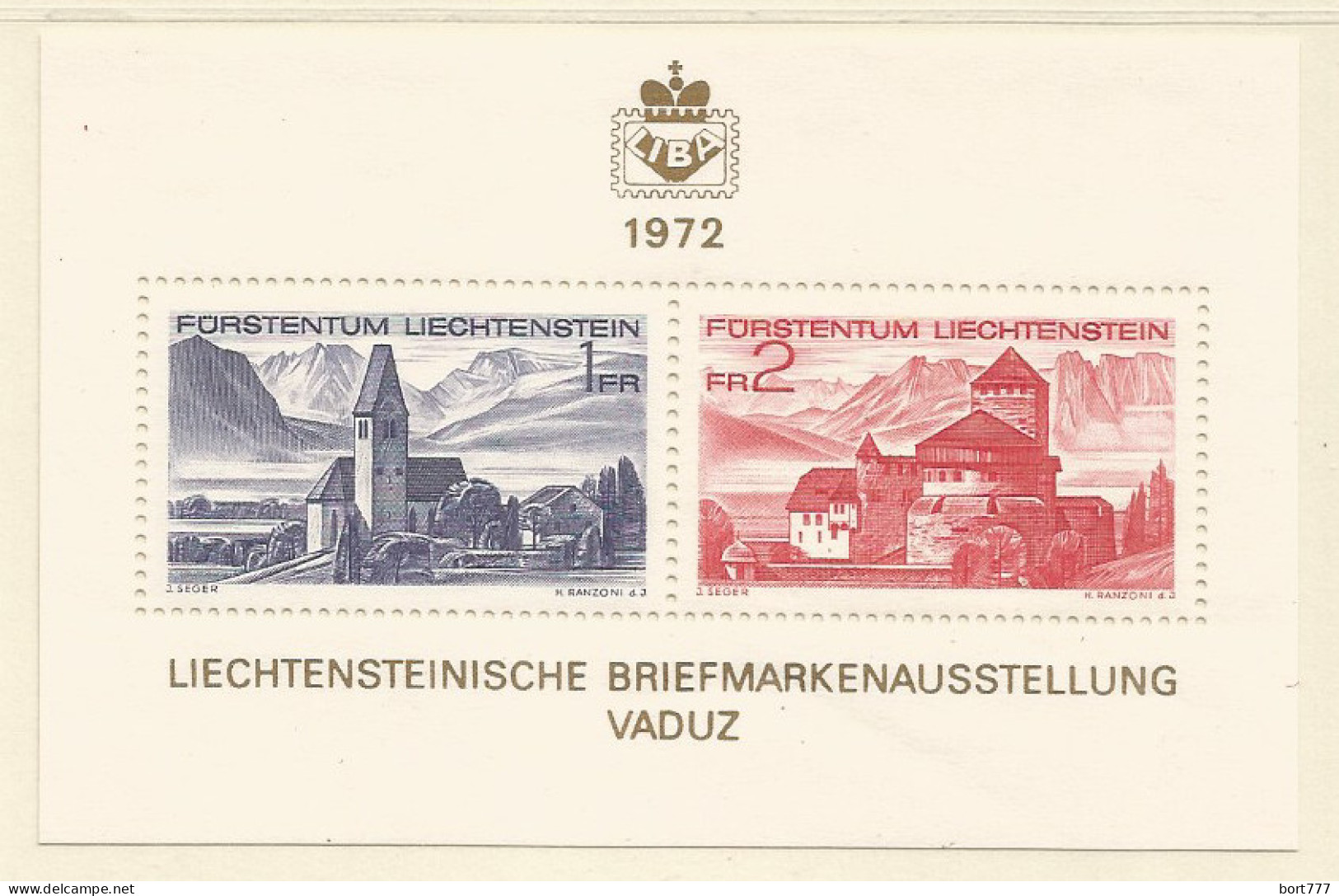 LIECHTENSTEIN 1972 Mint Block MNH(**) - Blokken