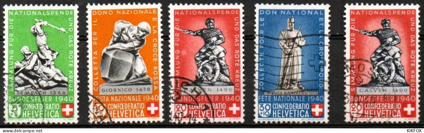 SUISSE ,SCHWEIZ,1940 ,LOT PRO PATRIA, DENKMÄLER  MI 364, 365, 367, 368,  YV 349, 350, 352, 353 , GESTEMPELT, OBLITERE - Oblitérés