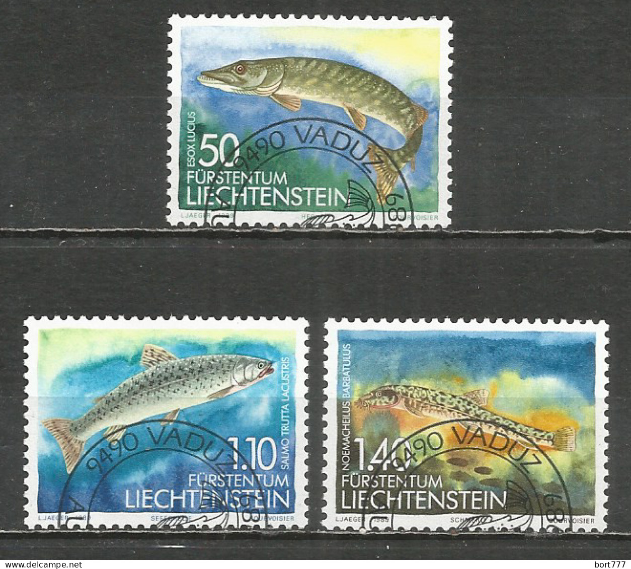 LIECHTENSTEIN 1989 Used Stamps Set Fish - Oblitérés