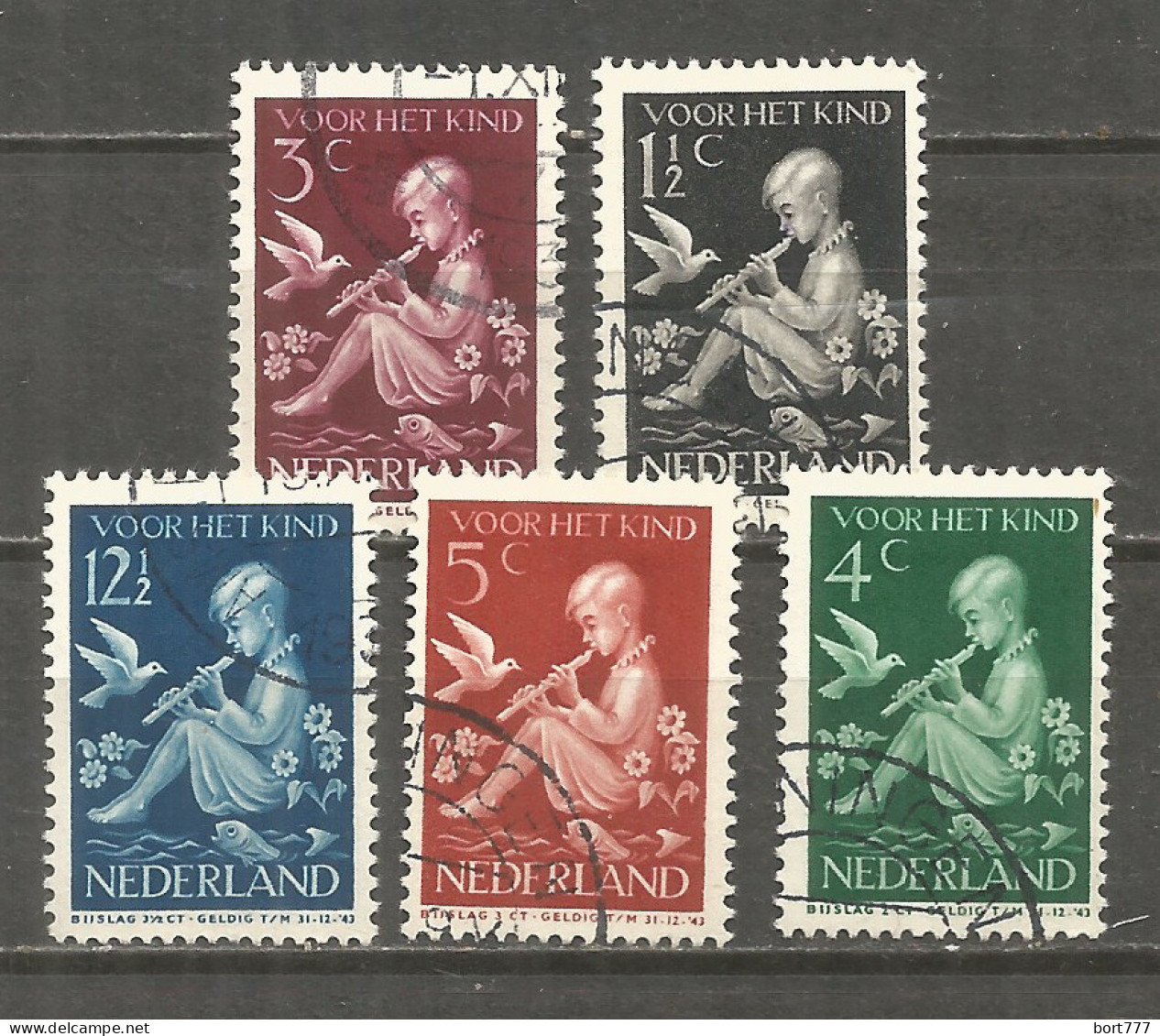 Netherlands 1938 Year, Used Stamps Mi.# 322-26 - Oblitérés