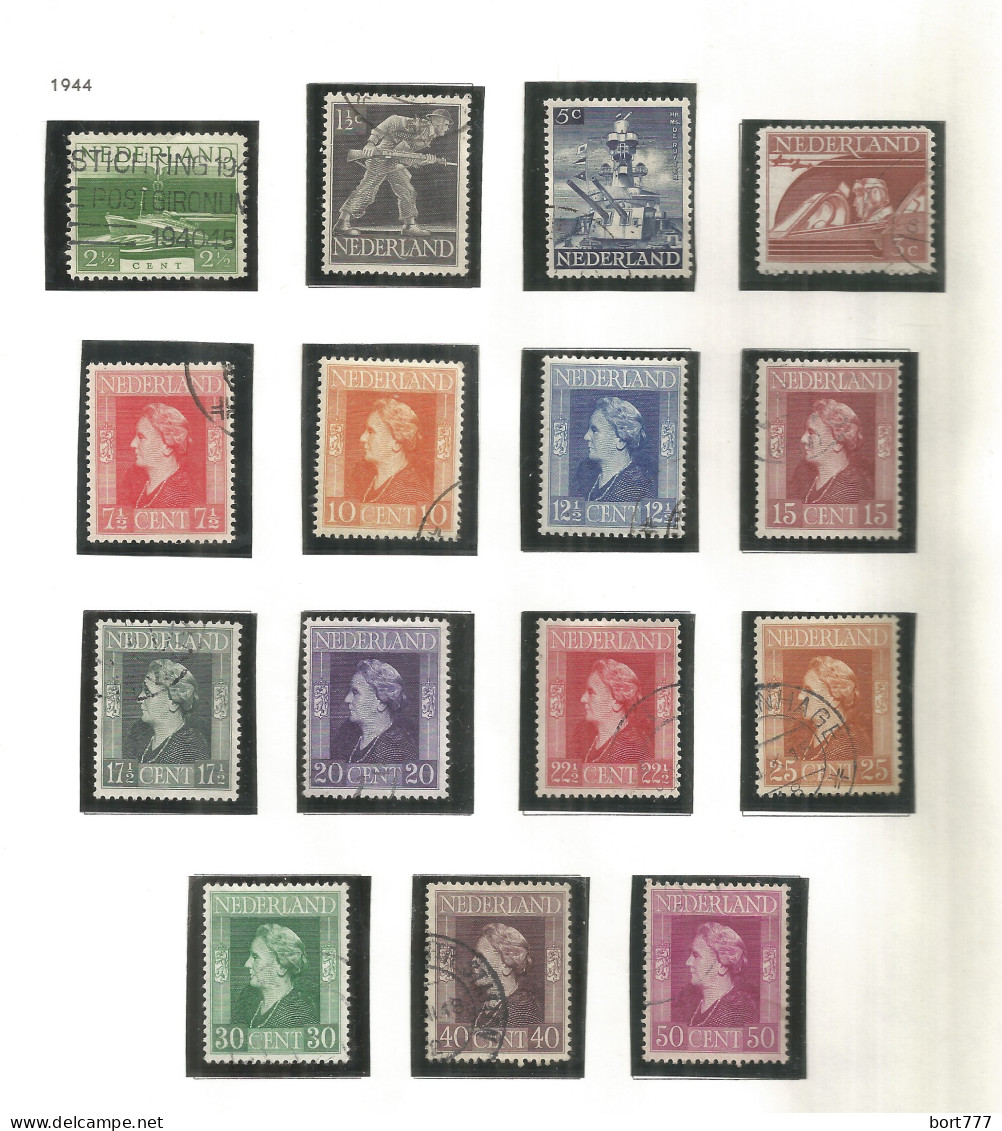 Netherlands 1944 Year, Used Stamps Mi.# 428-42 - Gebraucht