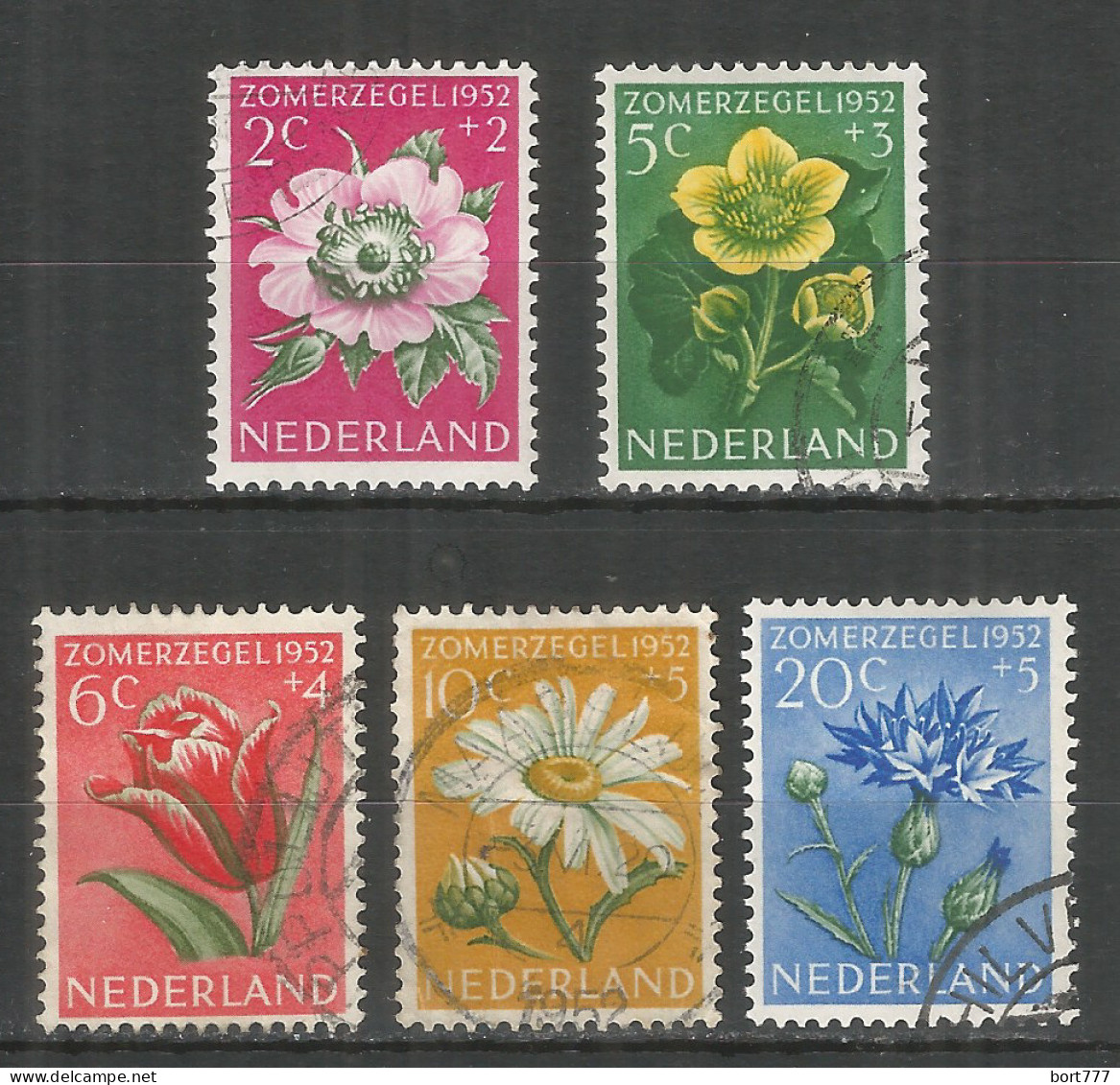 Netherlands 1952 Year, Used Stamps Mi.# 588-592 Flowers - Gebruikt