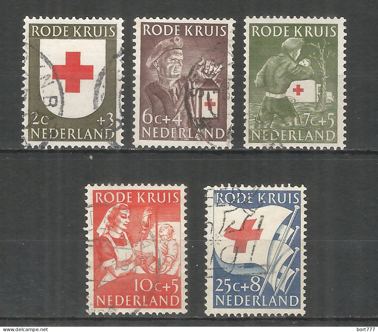 Netherlands 1953 Year, Used Stamps Mi.# 615-619 Red Cross - Gebraucht