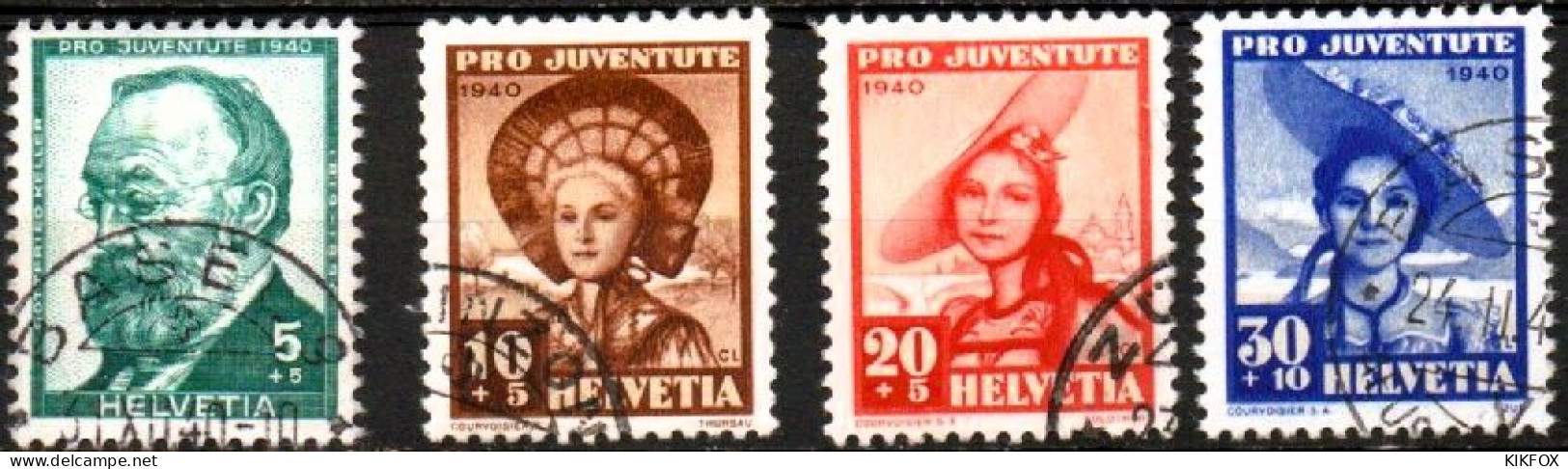 SUISSE ,SCHWEIZ,1940, MI  373 - 376,  YV  354 - 357, PRO JUVENTUTE, GESTEMPELT, OBLITERE - Gebraucht