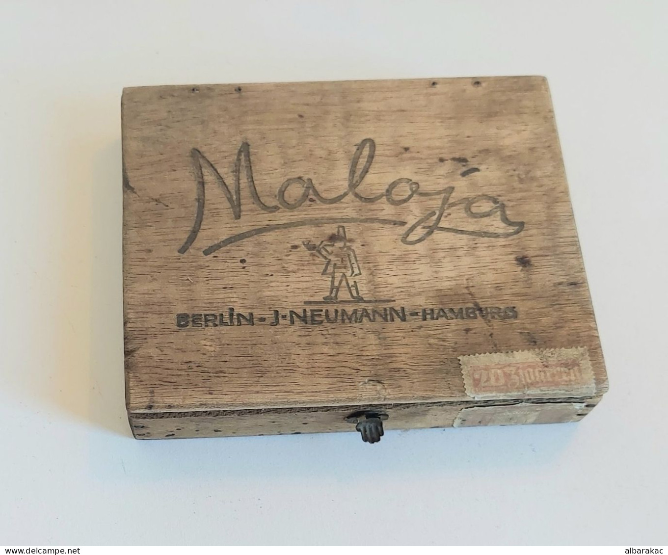 Malaya 20 Claro Cigarillos Berlin Neumann Hamburg , Old Wood Case Cigarette Box - Zigarettenetuis (leer)