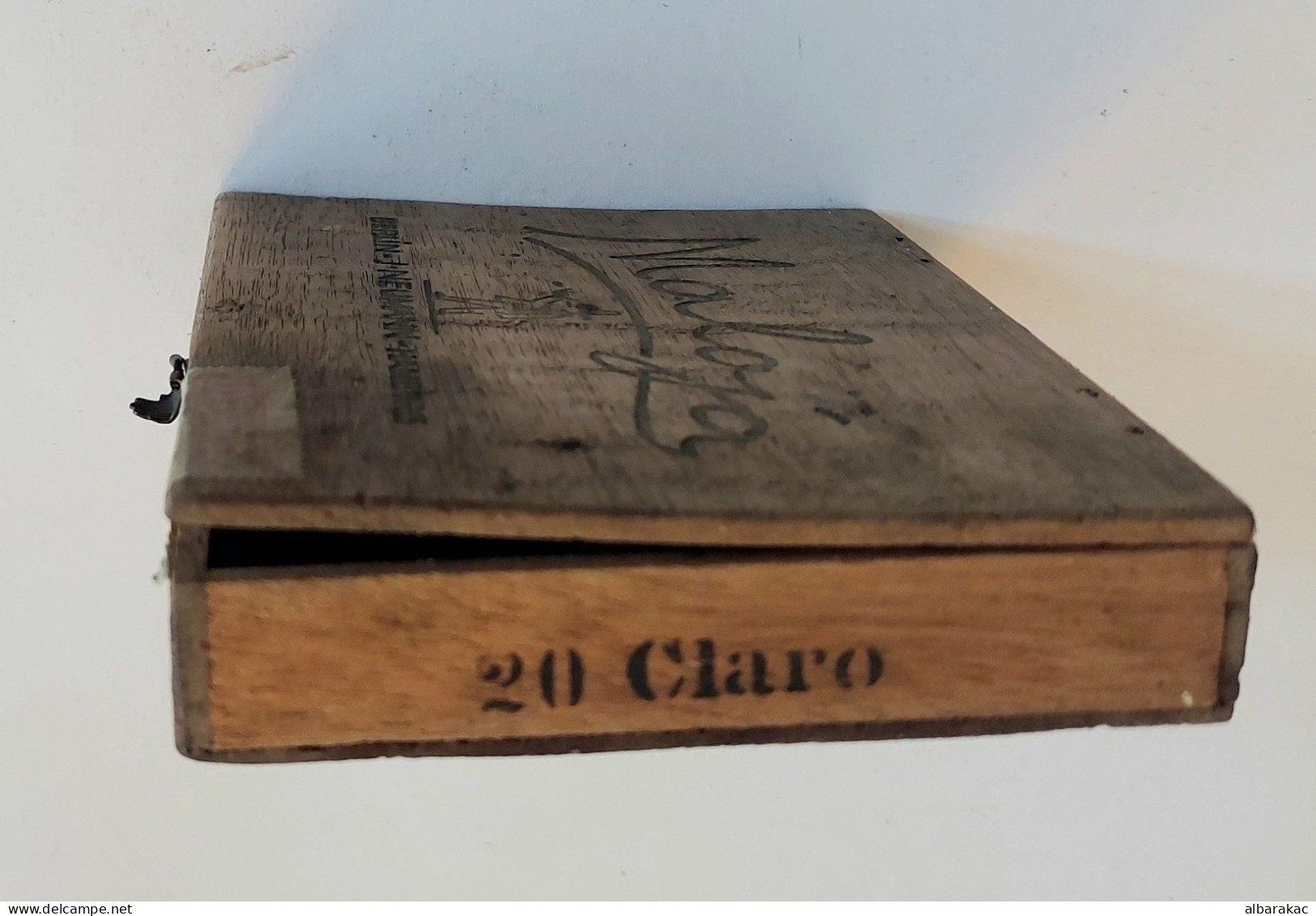 Malaya 20 Claro Cigarillos Berlin Neumann Hamburg , Old Wood Case Cigarette Box - Porta Sigarette (vuoti)