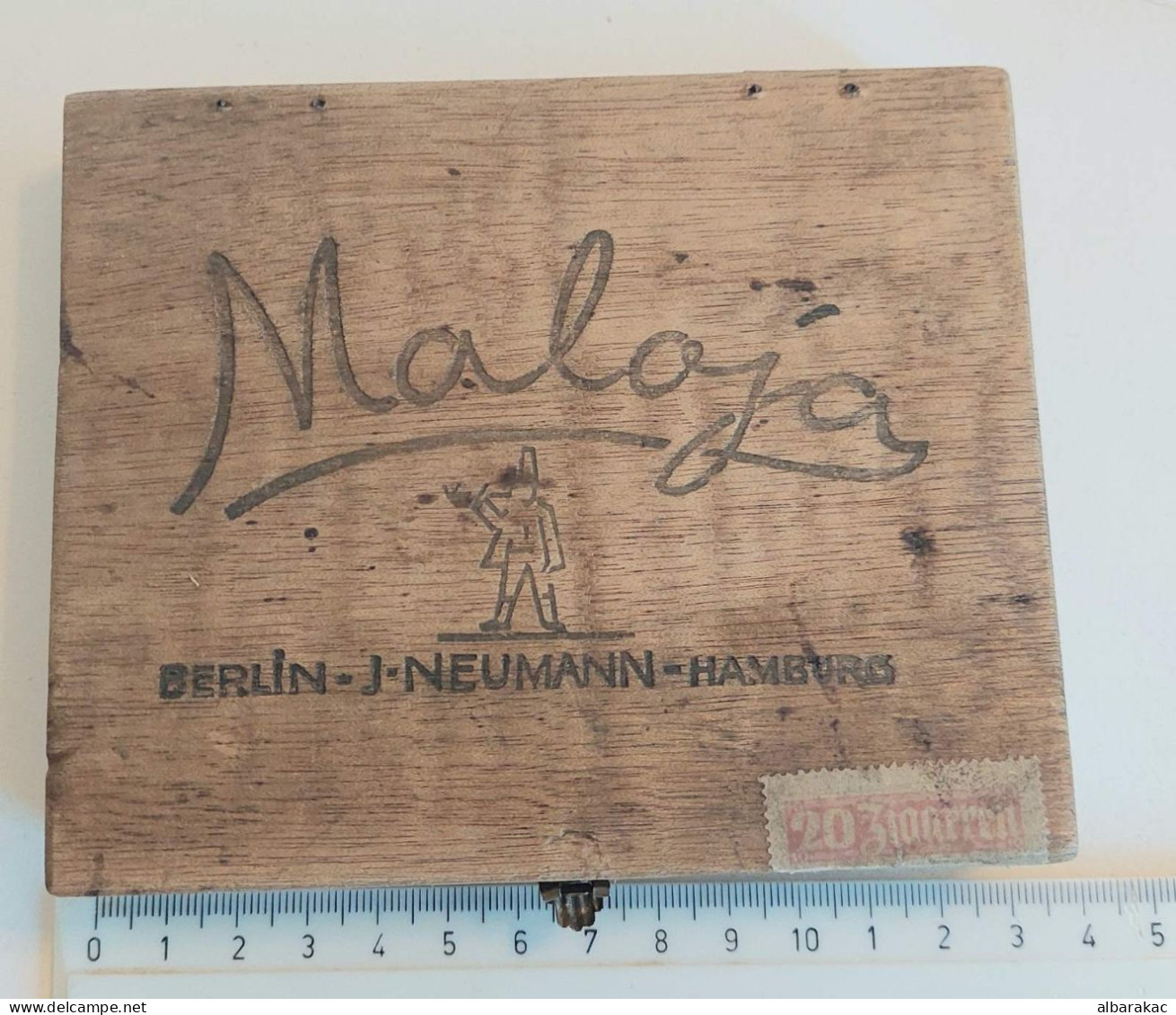 Malaya 20 Claro Cigarillos Berlin Neumann Hamburg , old Wood Case Cigarette Box