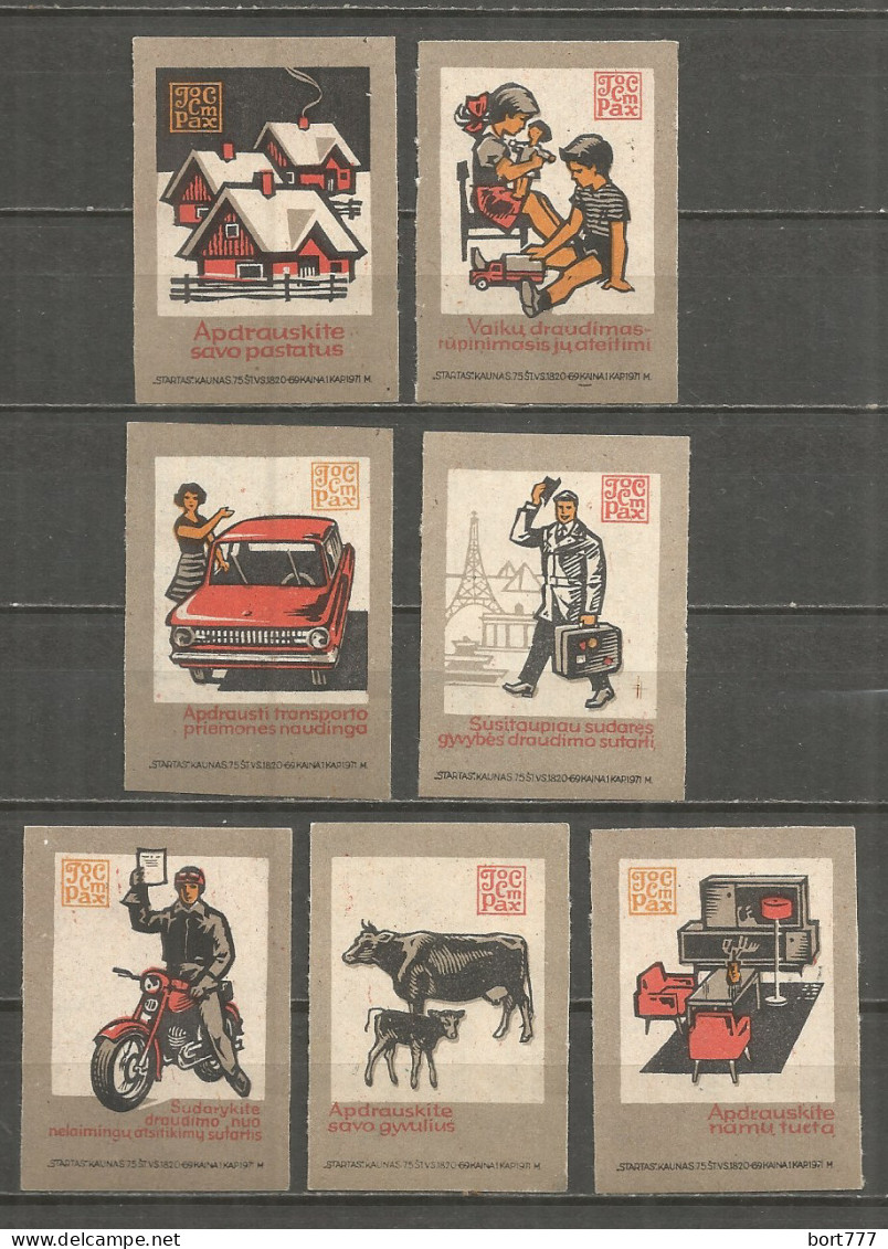 Lithuania UdSSR 7 Old Matchbox Labels - Matchbox Labels