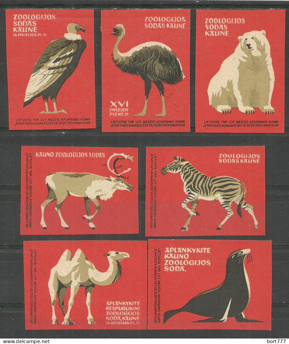 Lithuania UdSSR 7 Old Matchbox Labels Zoo - Matchbox Labels