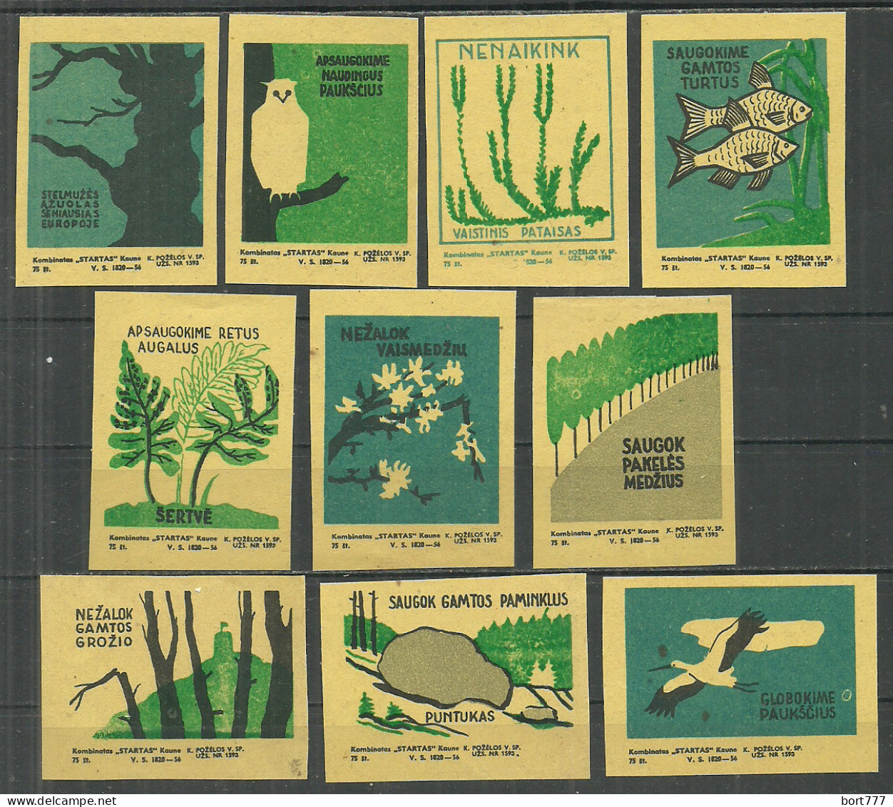 Lithuania UdSSR 10 Old Matchbox Labels - Cajas De Cerillas - Etiquetas