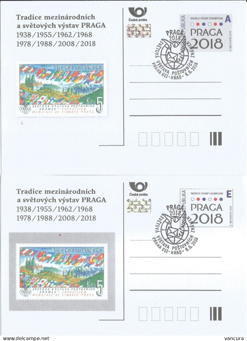 CDV 181 And 182 Czech Republic PRAGA 2018 Stamp On Stamp Prague Castle St Vitus Cathedral - Postcards