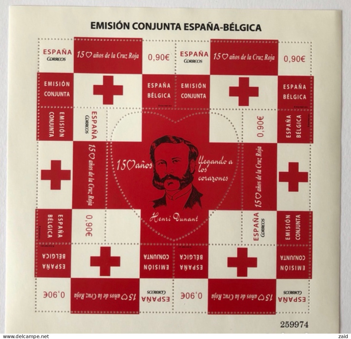 Minipliego Con 6 Sellos España-Bélgica Cruz Roja - Blocs & Feuillets