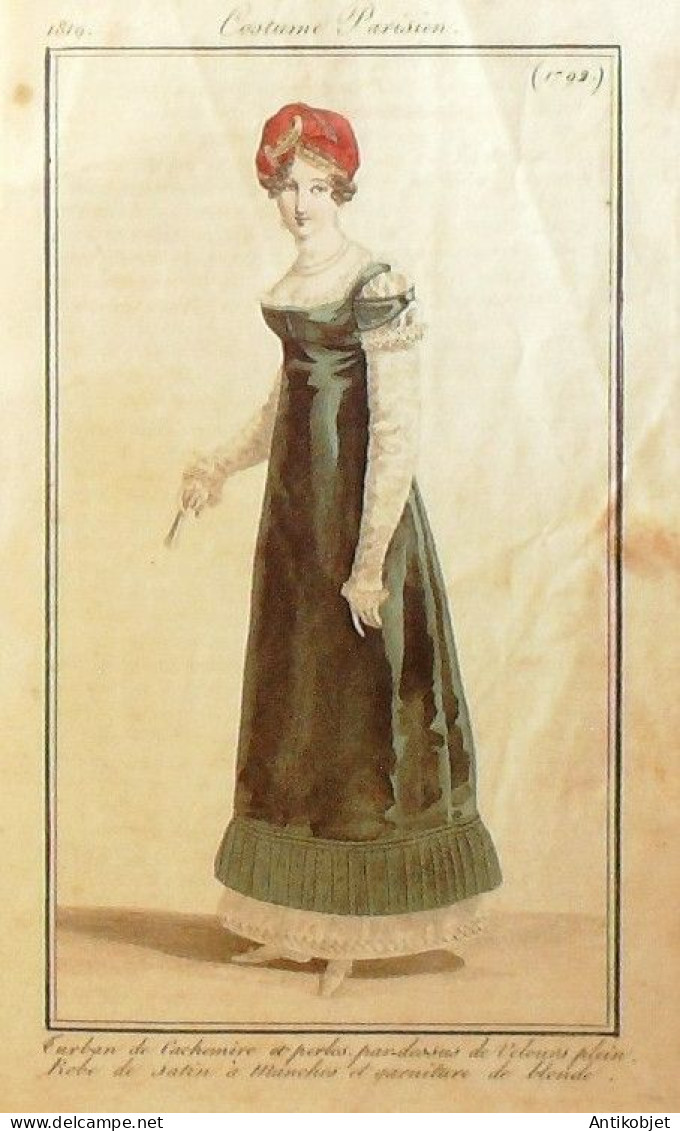 Journal Des Dames & Des Modes 1819 Costume Parisien Année 77 Planches Aquarellées - Eaux-fortes