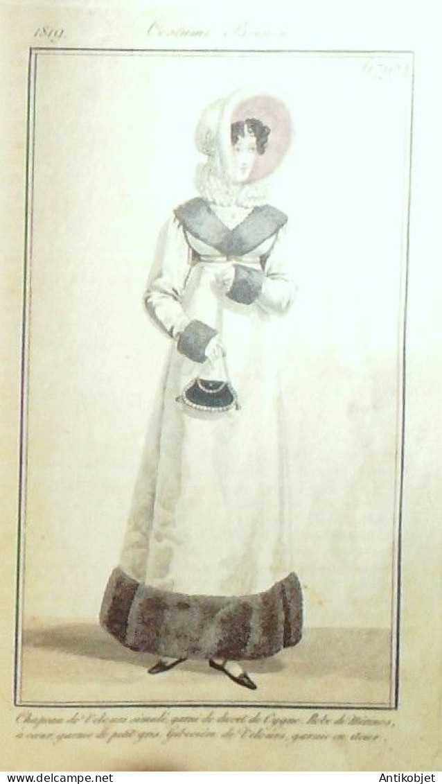 Journal Des Dames & Des Modes 1819 Costume Parisien Année 77 Planches Aquarellées - Eaux-fortes