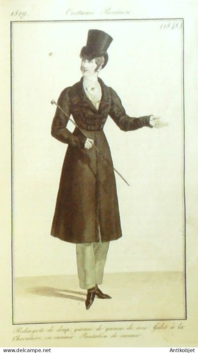 Journal Des Dames & Des Modes 1819 Costume Parisien Année 77 Planches Aquarellées - Aguafuertes