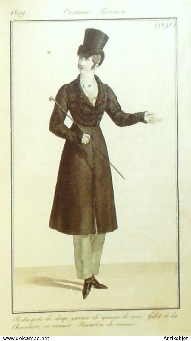 Journal Des Dames & Des Modes 1819 Costume Parisien Année 77 Planches Aquarellées - Etsen