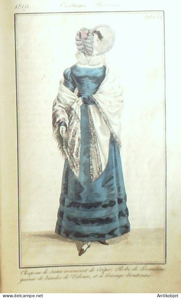 Journal des Dames & des Modes 1819 Costume Parisien Année 77 planches aquarellées