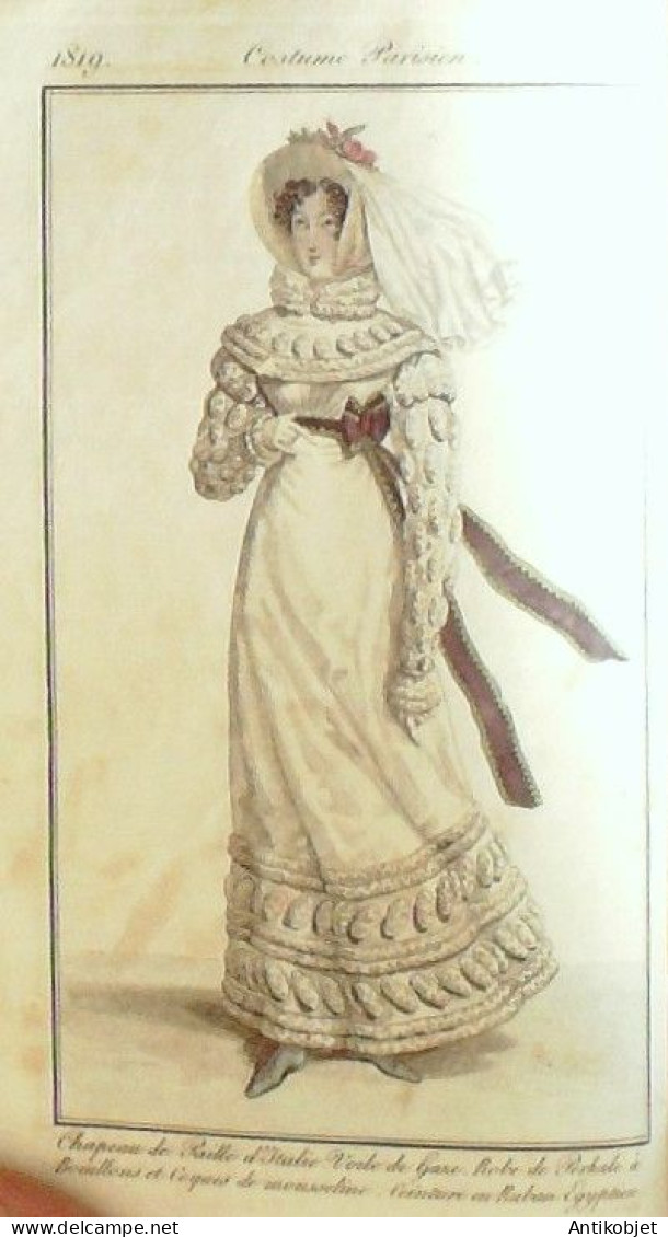 Journal des Dames & des Modes 1819 Costume Parisien Année 77 planches aquarellées