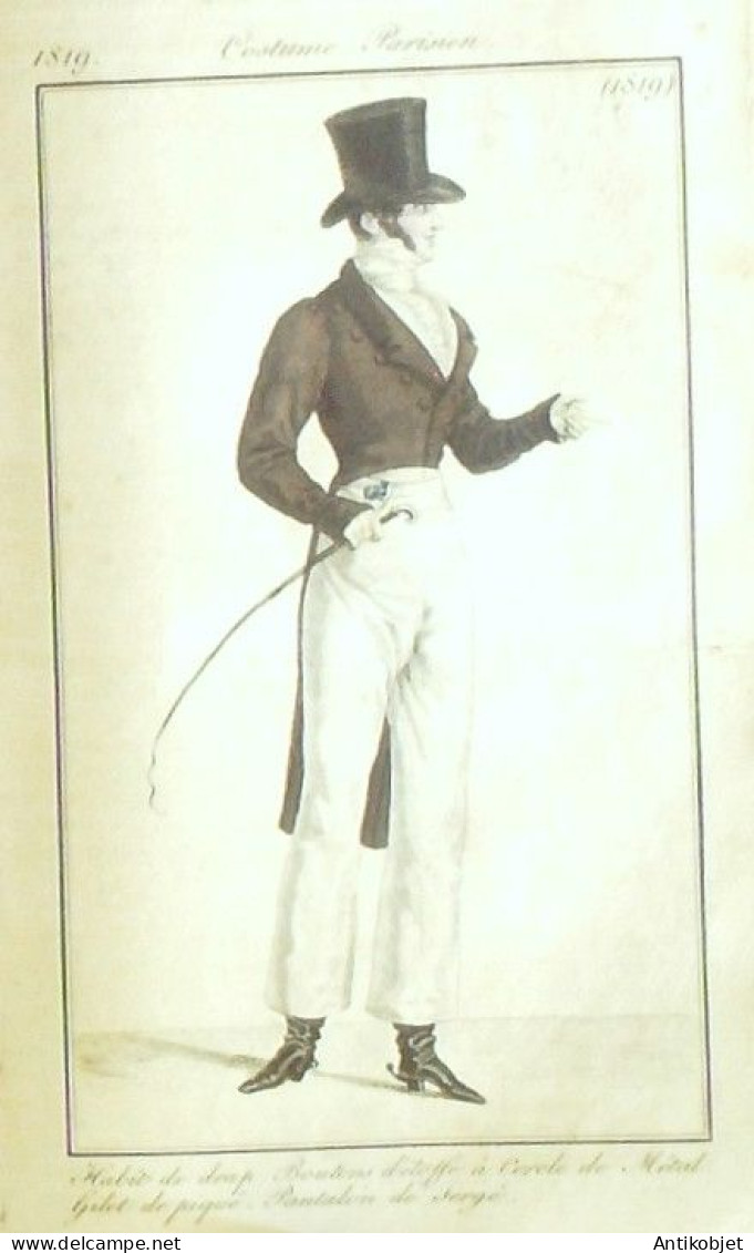 Journal des Dames & des Modes 1819 Costume Parisien Année 77 planches aquarellées