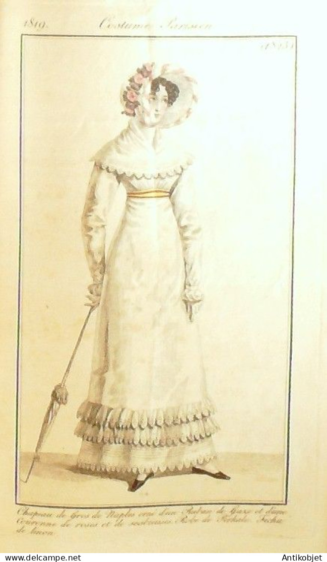 Journal des Dames & des Modes 1819 Costume Parisien Année 77 planches aquarellées