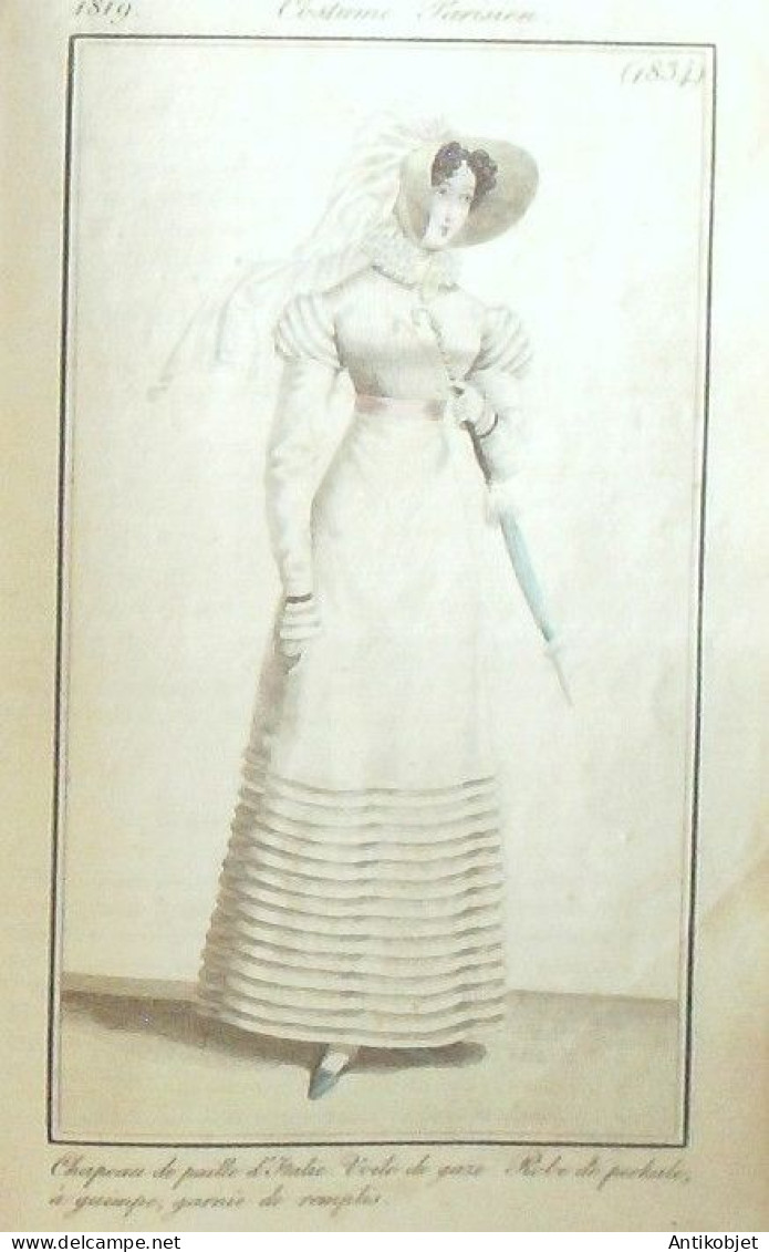 Journal des Dames & des Modes 1819 Costume Parisien Année 77 planches aquarellées