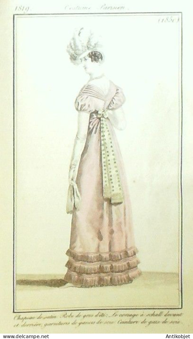 Journal des Dames & des Modes 1819 Costume Parisien Année 77 planches aquarellées