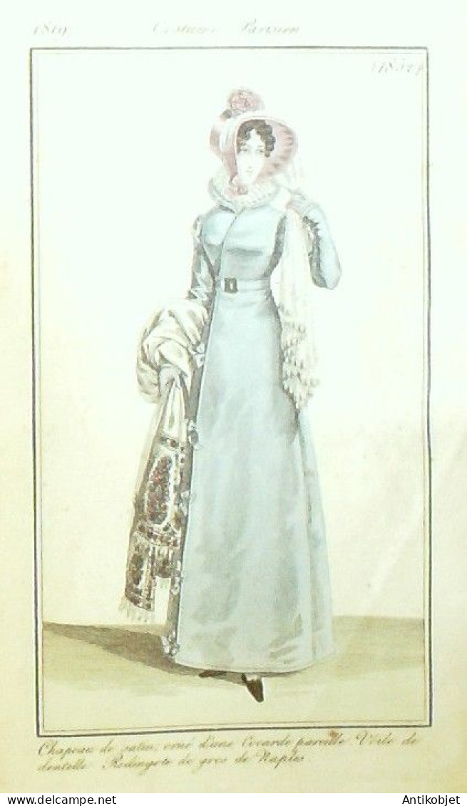 Journal des Dames & des Modes 1819 Costume Parisien Année 77 planches aquarellées