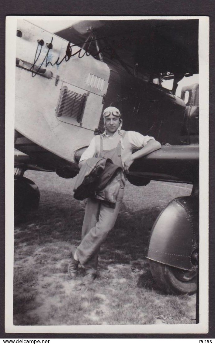 CPA Aviation Avion Aviateur Carte Photo RPPC Non Circulé à Identifier Autographe - 1919-1938: Between Wars