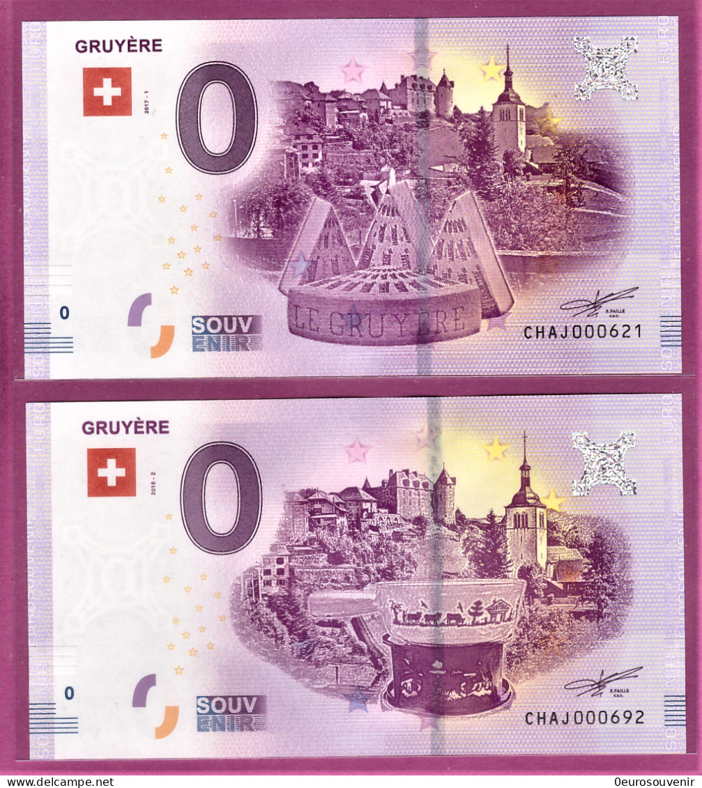 0-Euro CHAJ 2017-1 + 2018-1 GRUYERE SATZ 2 SCHEINE - Prove Private