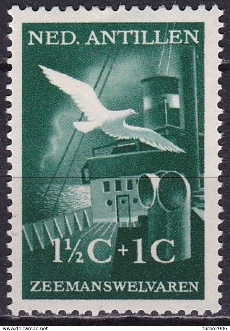 Ned. Antillen 1952 Zeemanswelvaren 1½ + 1 Cent Groen  NVPH 239 Ongestempeld - Curacao, Netherlands Antilles, Aruba