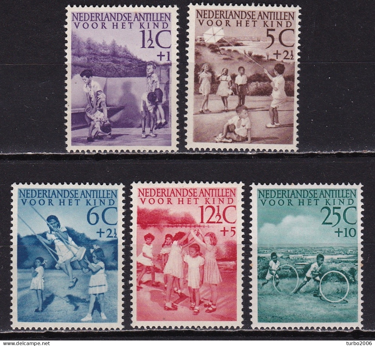 Ned. Antillen 1951 Kinderzegels Kinderspelen Complete Postfrisse Serie NVPH 234 / 238 - Curacao, Netherlands Antilles, Aruba