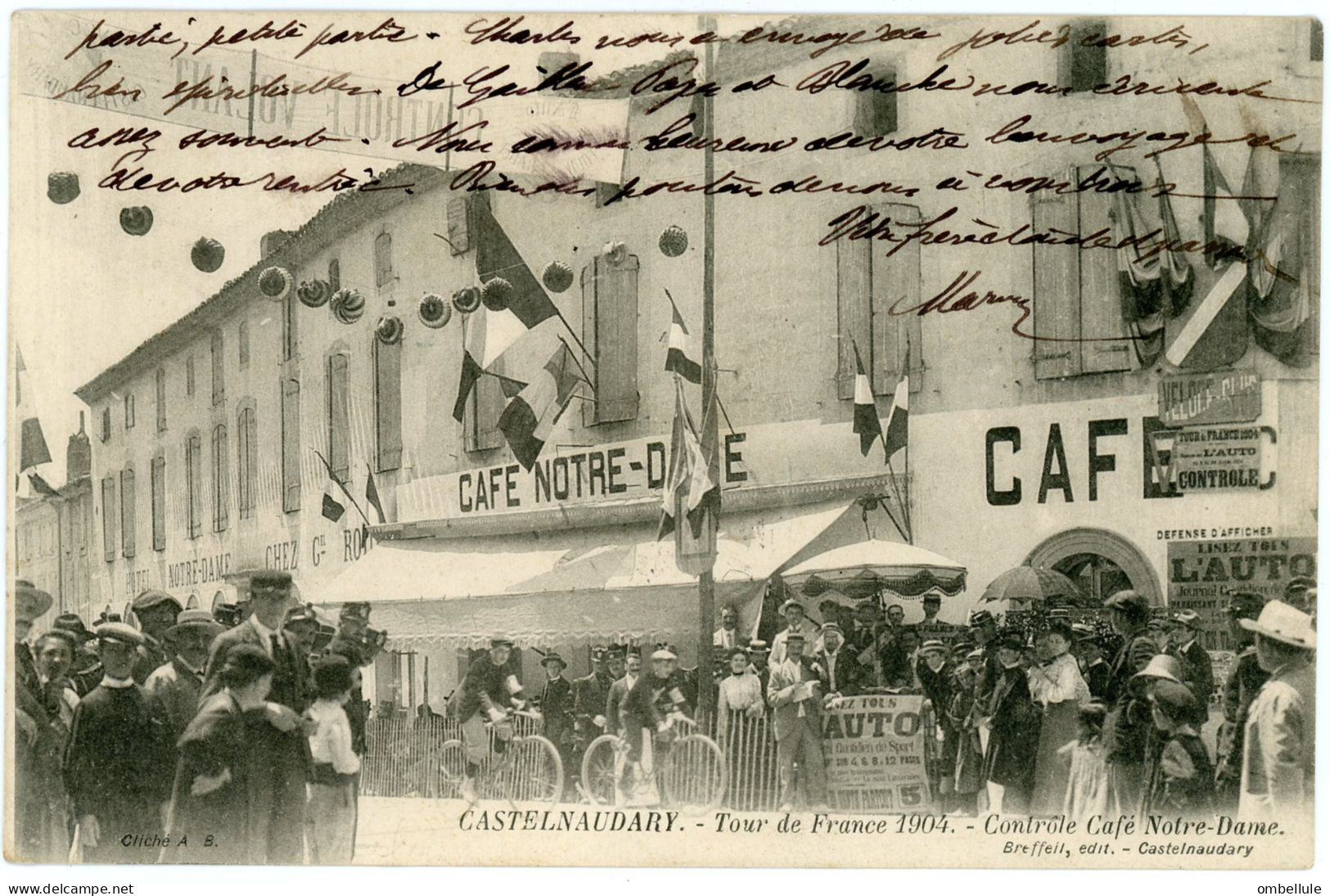 11 - Castelnaudary. Tour De France 1904. Contrôle Au Café Notre Dame. - Castelnaudary