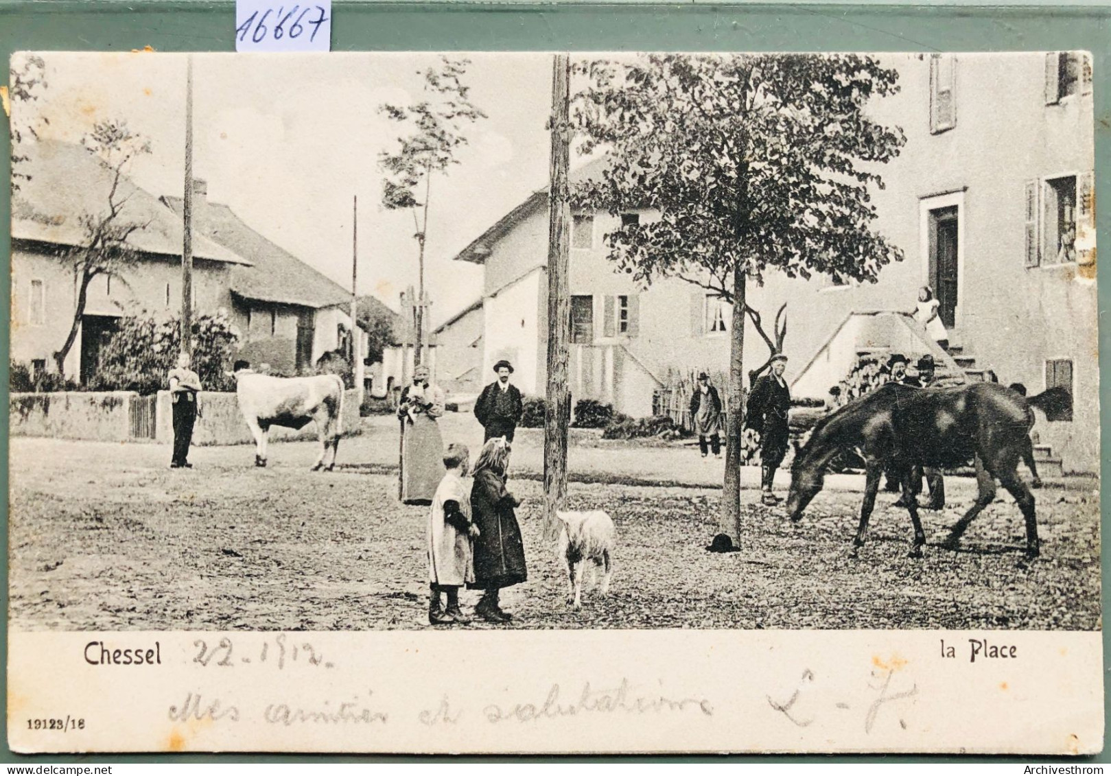 Chessel (Vaud) : La Place Du Village Vers 1900 - Précurseur (16'667) - Villeneuve