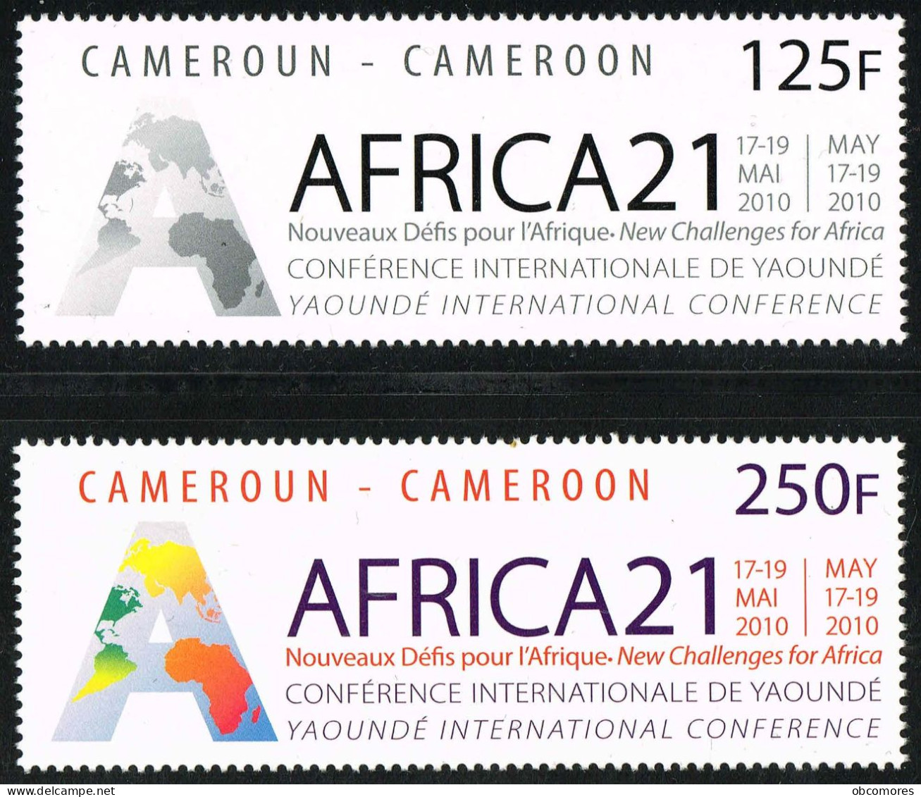 CAMEROUN Cameroon Kamerun 2010 Conférence AFRICA 21 Yaoundé - Mi 1259 1260 Sc 959 960 YT 918 919 - MNH ** - Cameroun (1960-...)