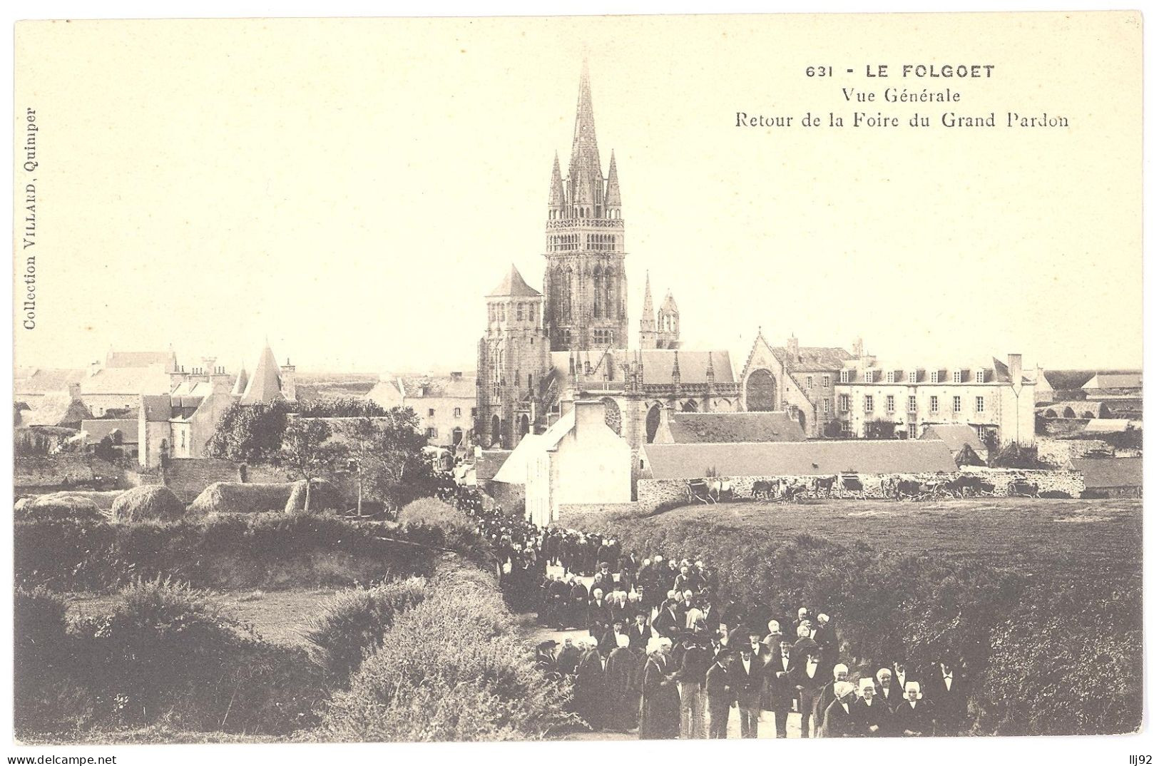 CPA 29 - LE FOLGOET (Finistère) - 631. Vue Générale - Retour De La Foire Du Grand Pardon - Animée - Le Folgoët
