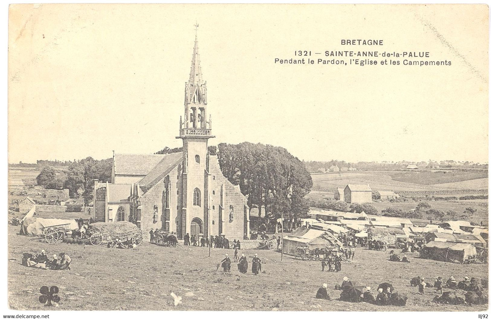 CPA 29 - SAINTE ANNE DE LA PALUE (Palud) (Finistère) - 1321. Pendant Le Pardon, L'Eglise Et Les Campements - Plonévez-Porzay