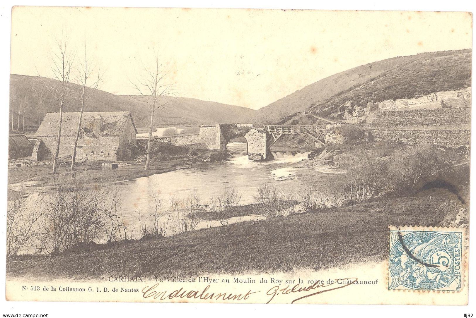 CPA 29 - CARHAIX (Finistère) - 513. La Vallée De L'Hyer Au Moulin Du Roy Sur La Route De Châteauneuf - Dos Simple - Carhaix-Plouguer