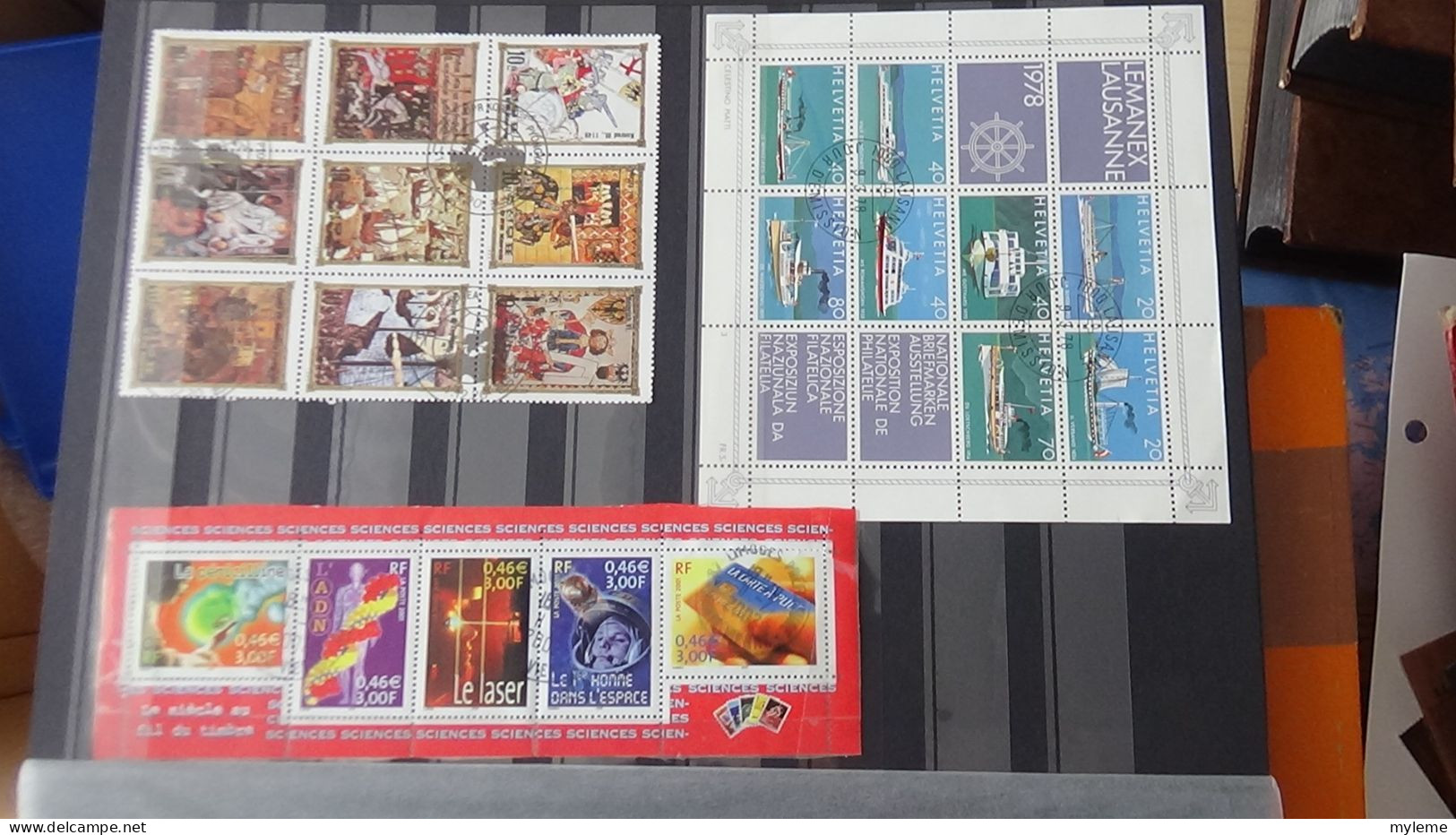 BF19 Ensemble de timbres et blocs oblitérés de divers pays + classiques de France ** avec petits défauts. Cote sympa !!!