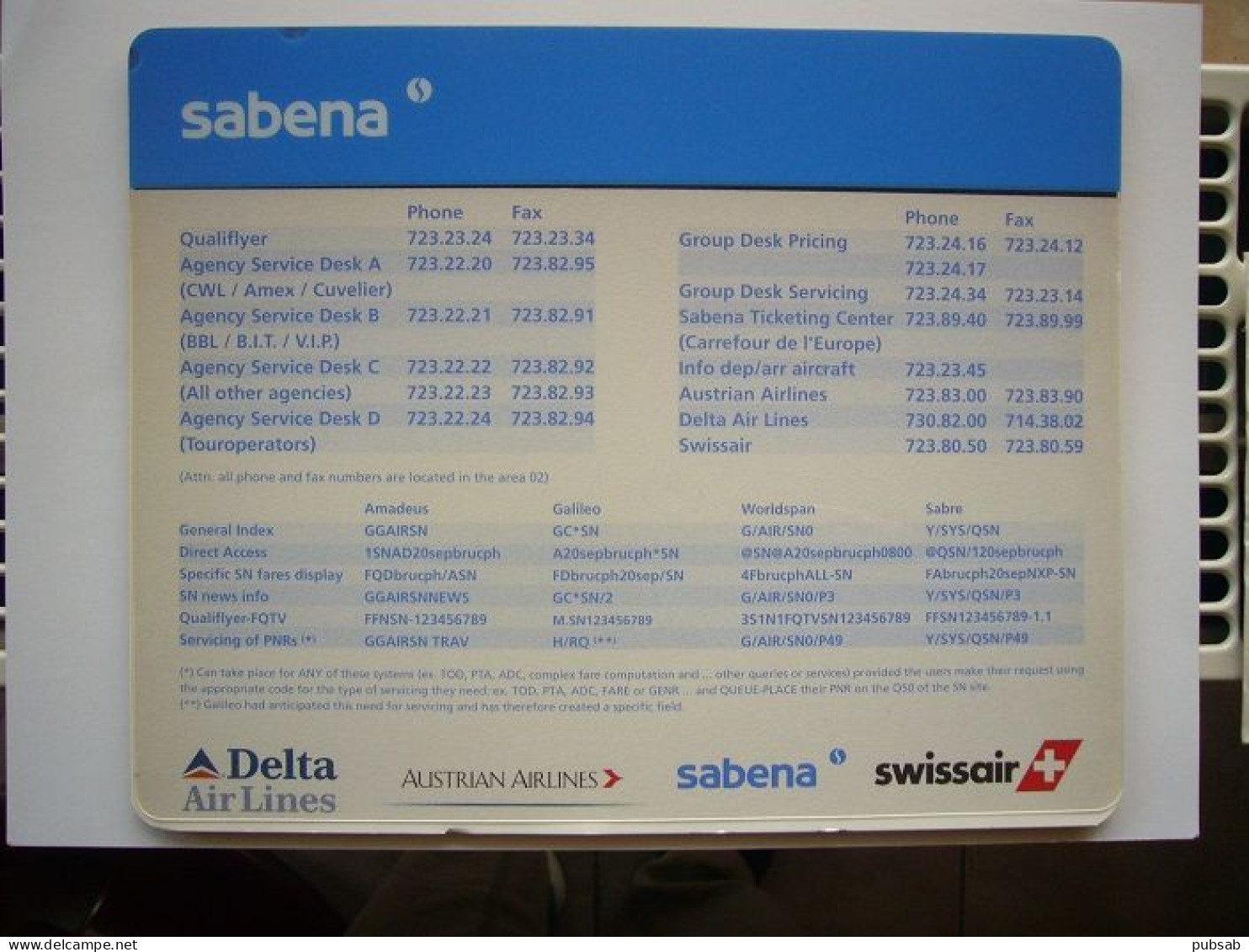 Avion / Airplane / SABENA / DELTA AIRLINES - AUSTRIA -  AIRLINES - SABENA - SWISSAIR / Tapis De Souris - Materiale Promozionale