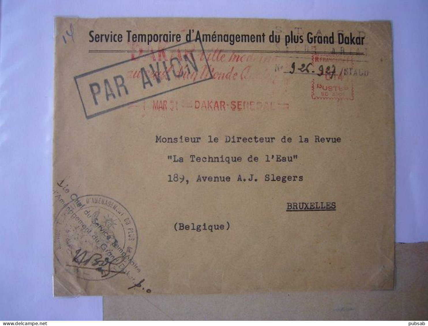 Avion / Airplane /  From Dakar To Brussels / Mar 1, 51 - Sénégal (1960-...)