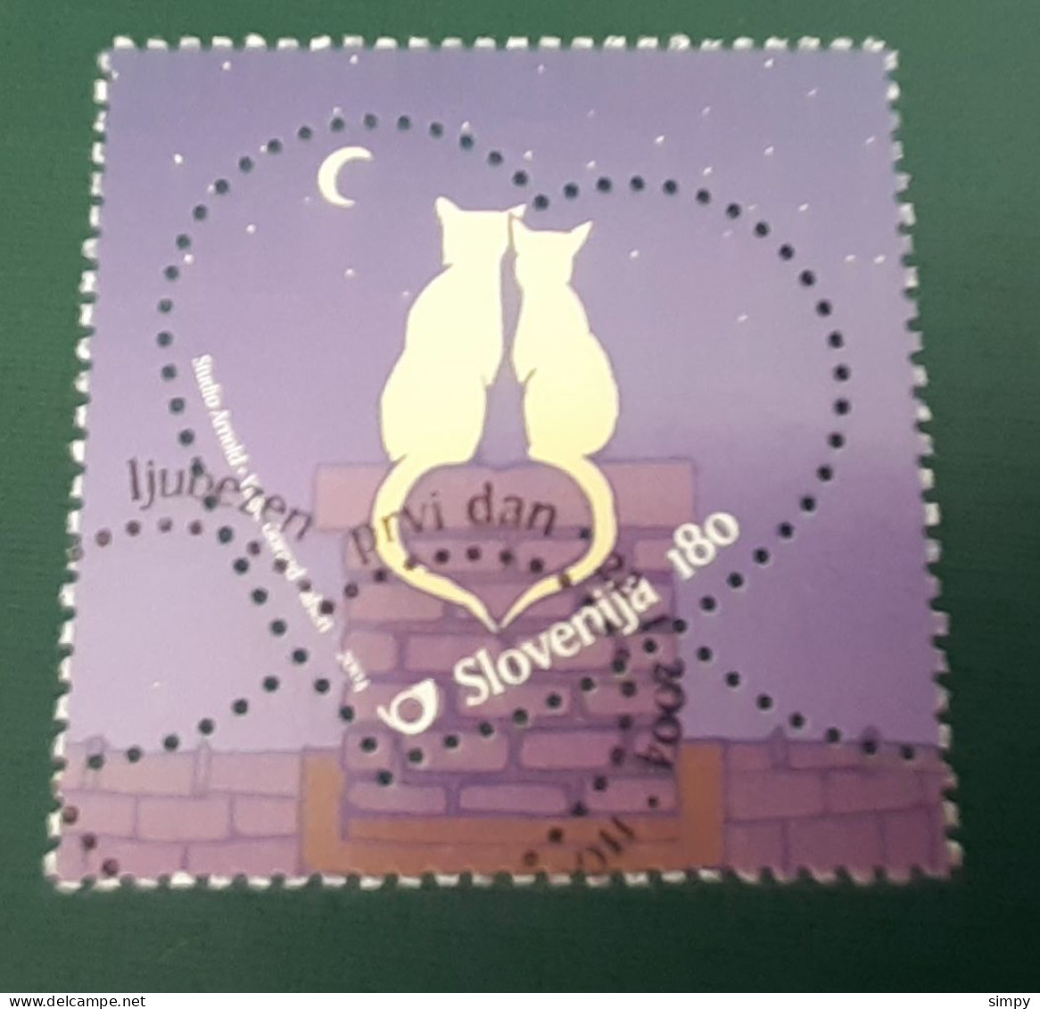 SLOVENIA 2004 Love Cat Used Stamp - Slovenia