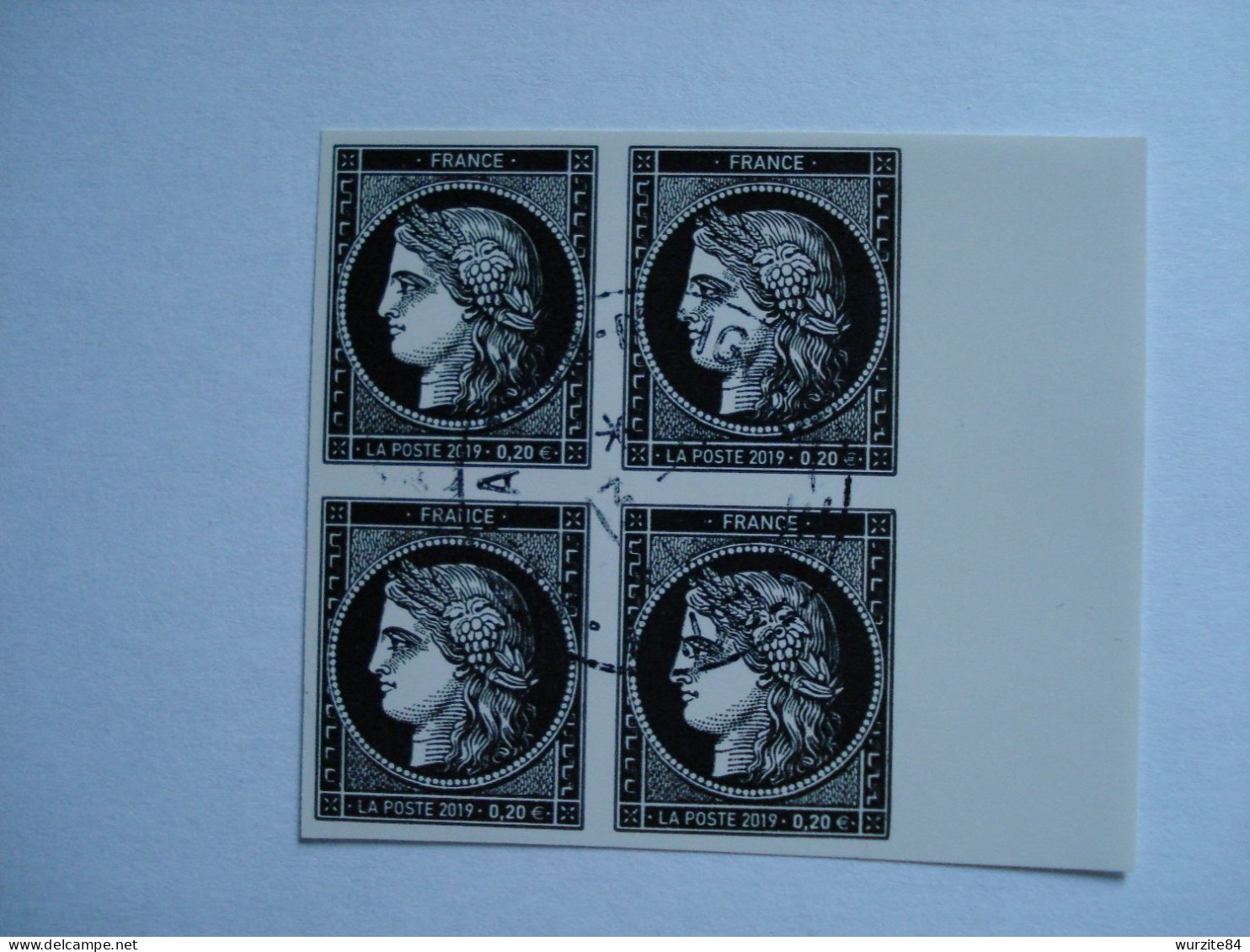 5305A Bloc De 4 Timbres Cérès De 0,20 € Noir Provenant De La Feuille Bord Droit De 150 Timbres  De 2019 ****** - 2018-2023 Marianne L'Engagée