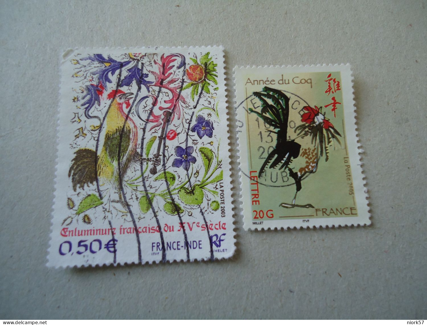 FRANCE  USED   BIRD BIRDS 2 WITH POSTMARK - Other & Unclassified