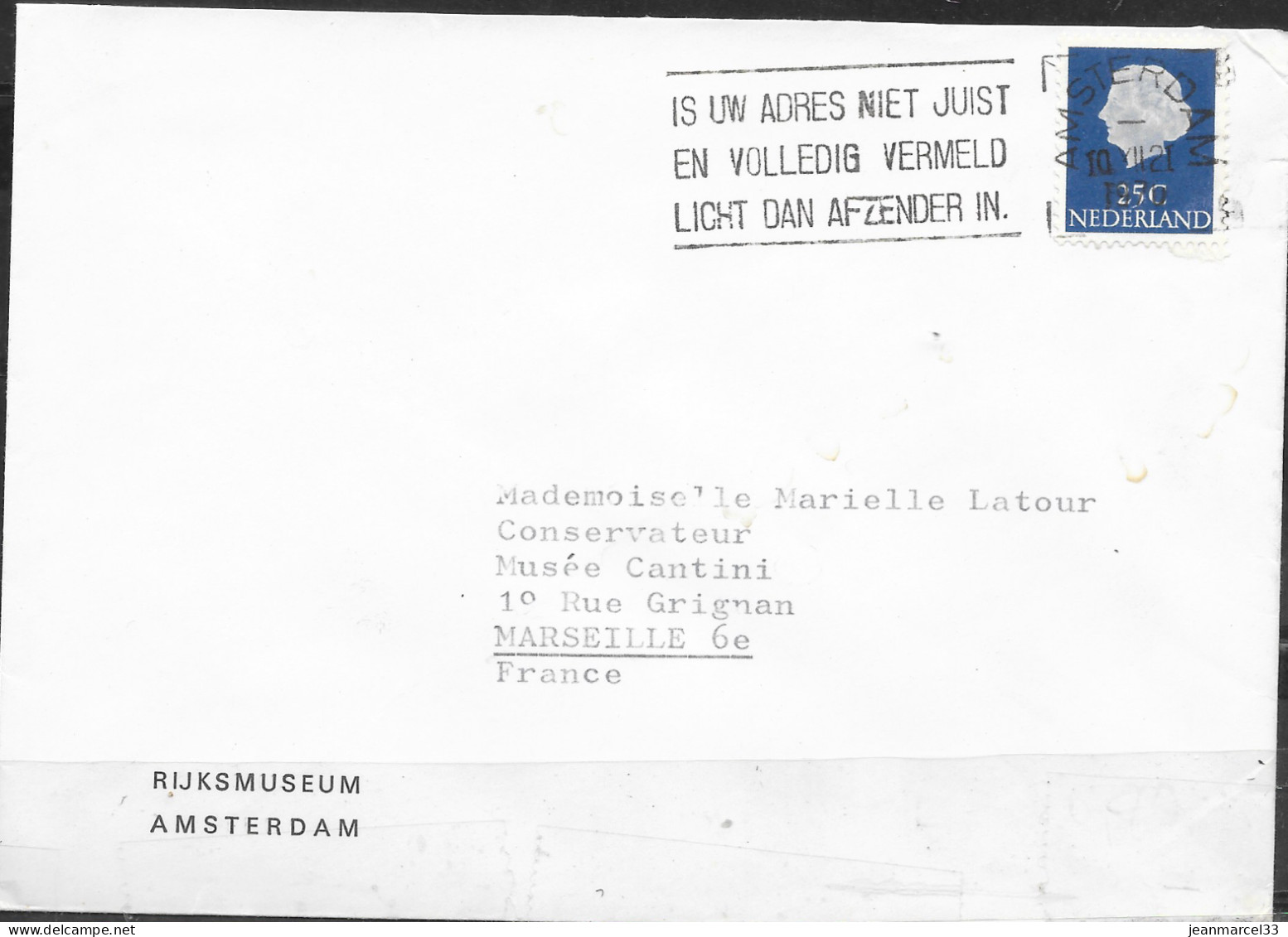 Flamme De Amsterdam 10.12.21 " Is Uw Adres Niet Juist.... - Postal History