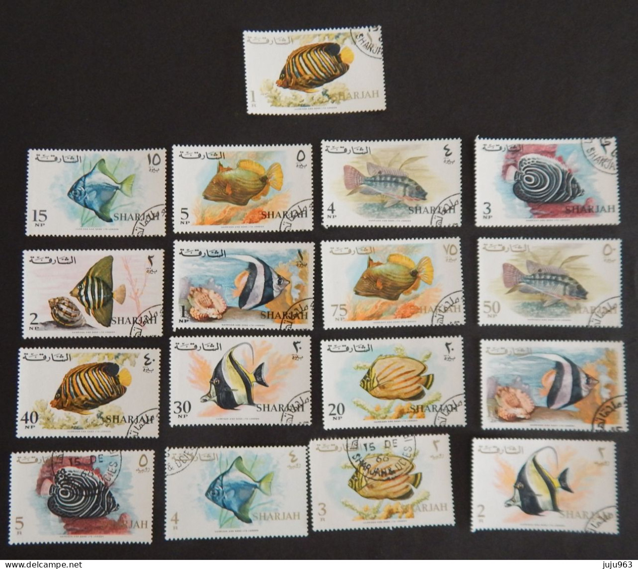 SHARJAH YT 149/165 OBLITERES "POISSONS" ANNÉE 1966 - Sharjah