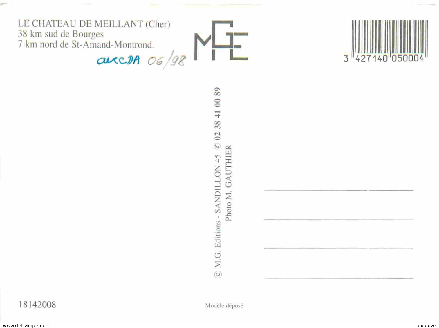 18 - Meillant - Le Chateau - Cygnes - CPM - Voir Scans Recto-Verso - Meillant